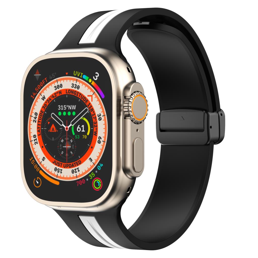 Магнитная застежка Ремешок Для Apple Watch Ultra 2 ремешок 49мм 44мм 40мм 45мм 41мм 38мм Силиконовый Браслет iWatch серия 7 3 6 5 se 8 9