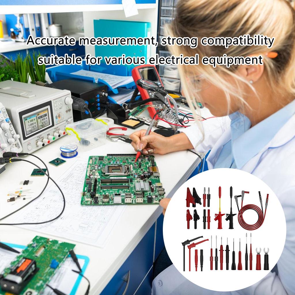 25Pcs Multimeter Test Leads with Wire Piercing Probes Clips Test Tweezer Test Leads Set for Digital Multimeter Testing