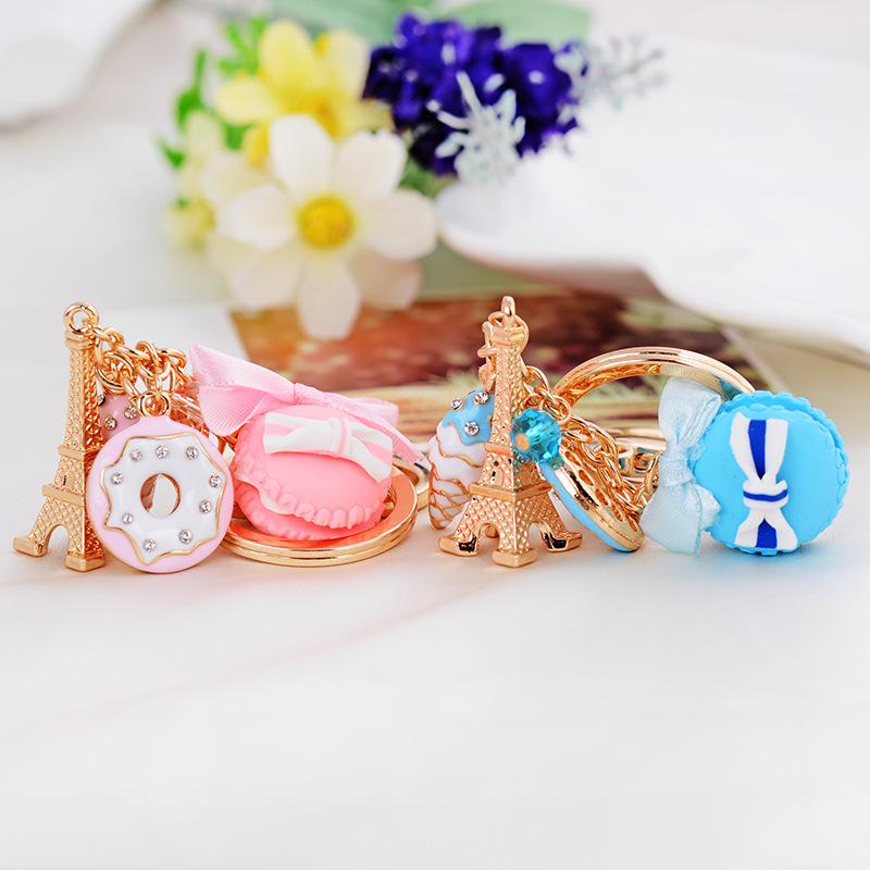 Macaron Cartoon Cookie Keyring 2024 New Korean Cute Resin Food Charms for Lady DIY Jewelry Making Accessories Handmade Keychains