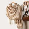 Fashion Women's High-end Sense Retro Printing Thin Silk Scarf Scarf Cotton and Linen Feel Spring and Autumn Warm Sunscreen Scarf