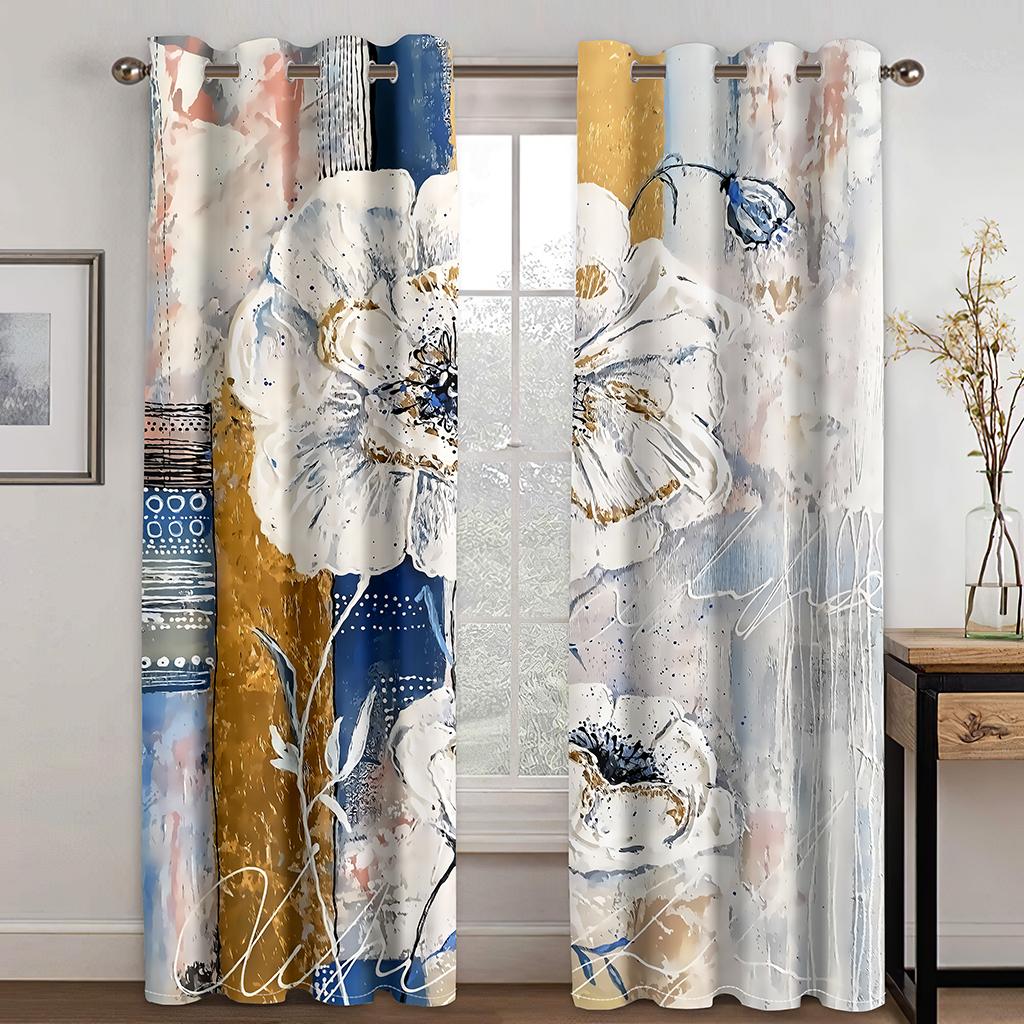 Акварель бежевый лист цветок винтажные шторы на окна жалюзи для гостиной детской спальни ванной кухни двери домашнего декора2 шт.