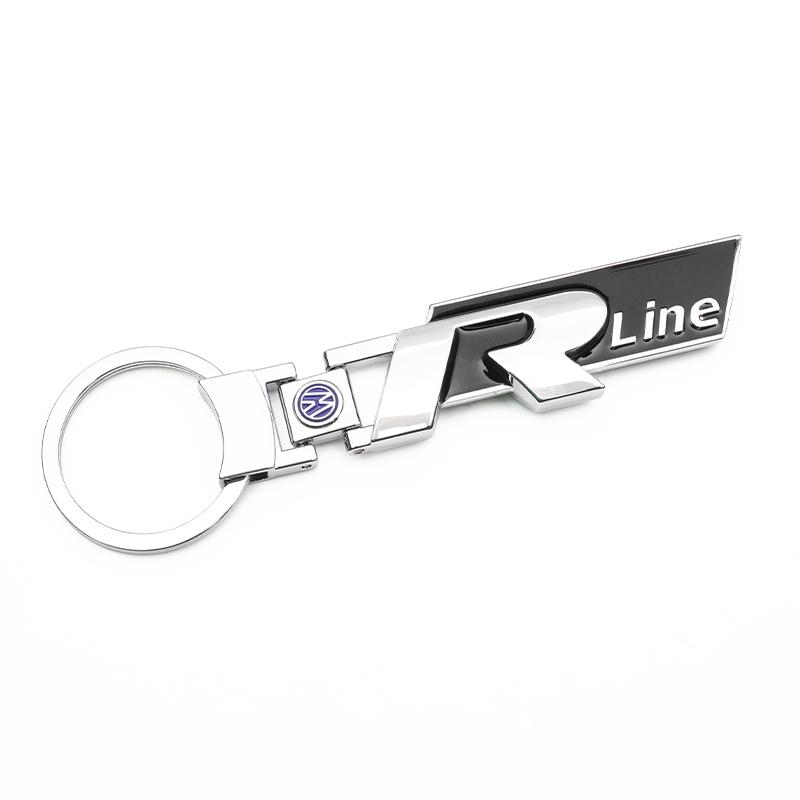 Valve Stems Caps 3D Metal/Leather Car Logo Key Chain Keyring Auto Interiors Accessorie For Volkswagen VW Rline Passat Polo Arteo LB0