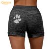 Женские спортивные шорты с высокой талией и принтом кошачьих когтей на шнуровке