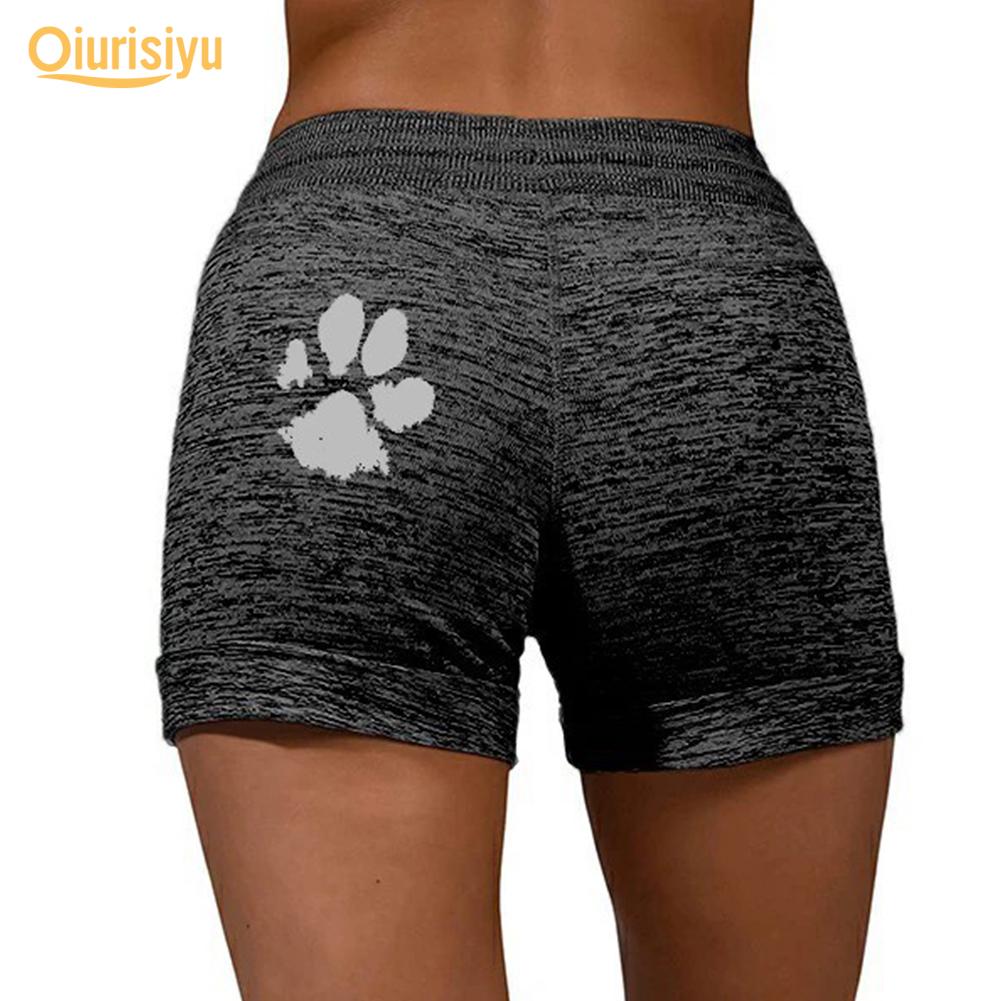 Женские спортивные шорты с высокой талией и принтом кошачьих когтей на шнуровке