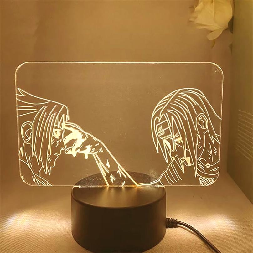 Аниме Наруто 3D прикроватная лампа теплый свет светодиодная настольная лампа подарок на день рождения украшение комнаты