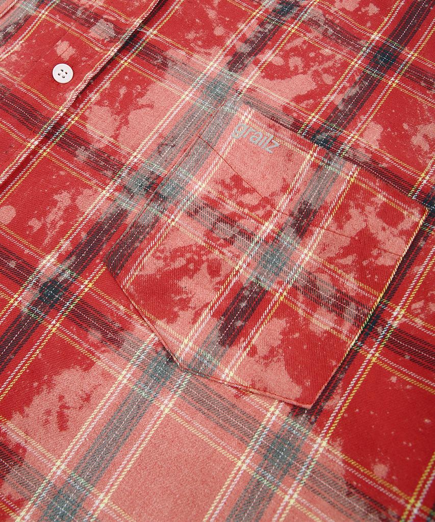 GRAILZ Bleached Plaid Shirts [Red]