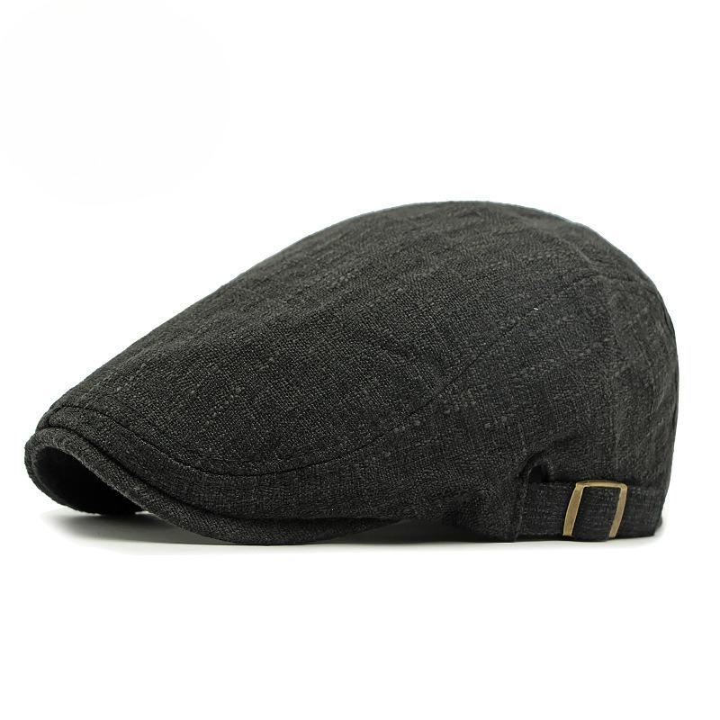 Vintage Cotton Linen Beret Hat Men Women British Retro Flat Cap Breathable Summer Duckbill Cap Simple Newsboy Hat Unisex
