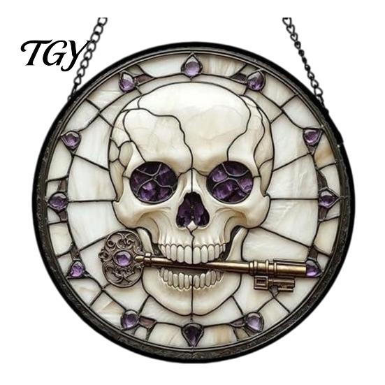 Waterproof Outdoor Branch Decoration Retro Halloween Pendant, Ghost/Bat/Spider Web/Pumpkin Head Print, Dark Theme Holiday Decor Vintage Acrylic