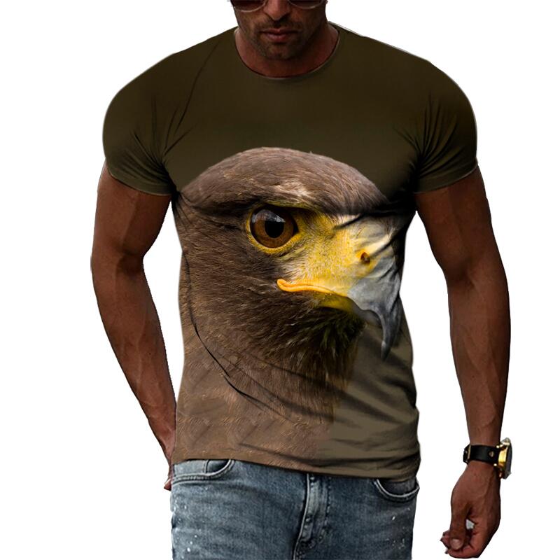 Summer Fashion Animal Birds Eagle Graphic T Shirts For Men 3D Print Hip Hop Harajuku Personality Round Neck Short Sleeve Top