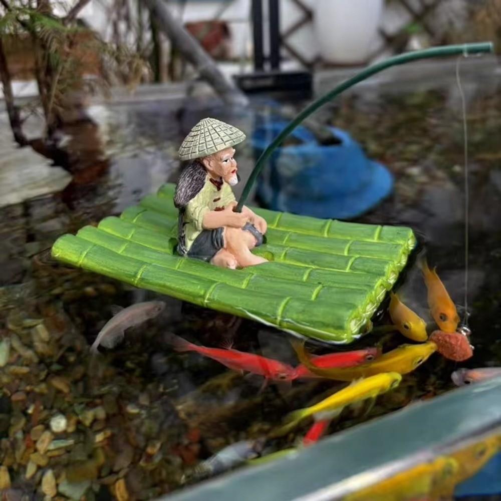 Realistic Fisherman Figurine Miniature Fish Tank Decorations Aquarium Decor Aquarium Use