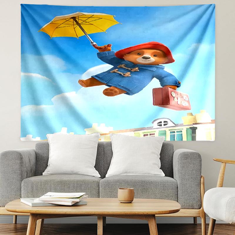 Paddington Bear Print Tapestry, Lightweight Wall Hanging, for Bedroom, Dorm, Living Room, Home Art Decor, Birthday Christmas Gift for Friends