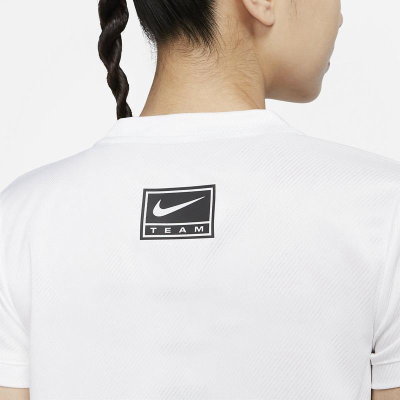 Nike Dri-FIT Solid Logo Print Crew Neck Sports T Shirt Women Tops White DQ6372-100