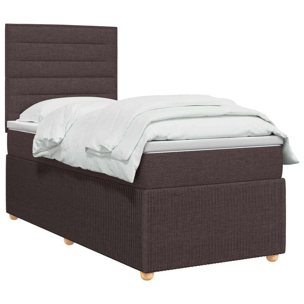 Box Spring Bed with Mattress Dark Brown 90 x 190 cm Fabric