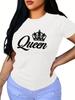 Женская футболка с принтом Queen Fashion, повседневный топ с коротким рукавом на весну и лето, женская одежда, повседневные базовые модели, О-образный воротник