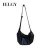 Minimalist Woman's Bag All-match Folds Dumplings Diagonal Retro Black One-shoulder