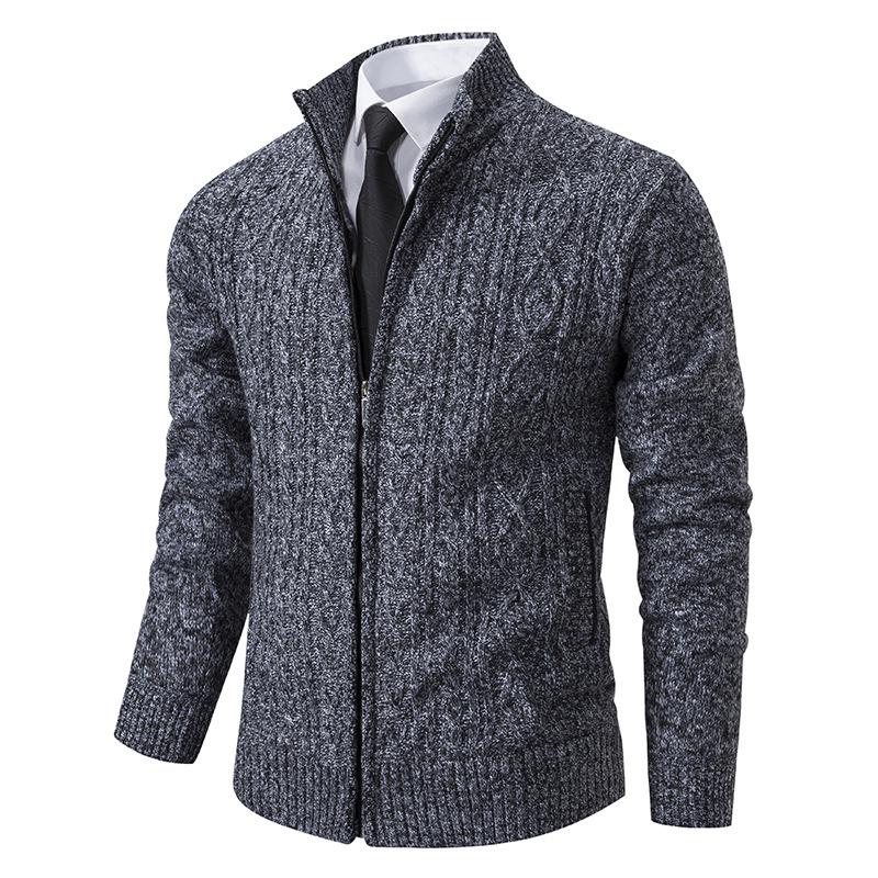 Men's Trendy Knitted Stand-Up Collar Sweater Cardigan - Autumn/Winter Warmth