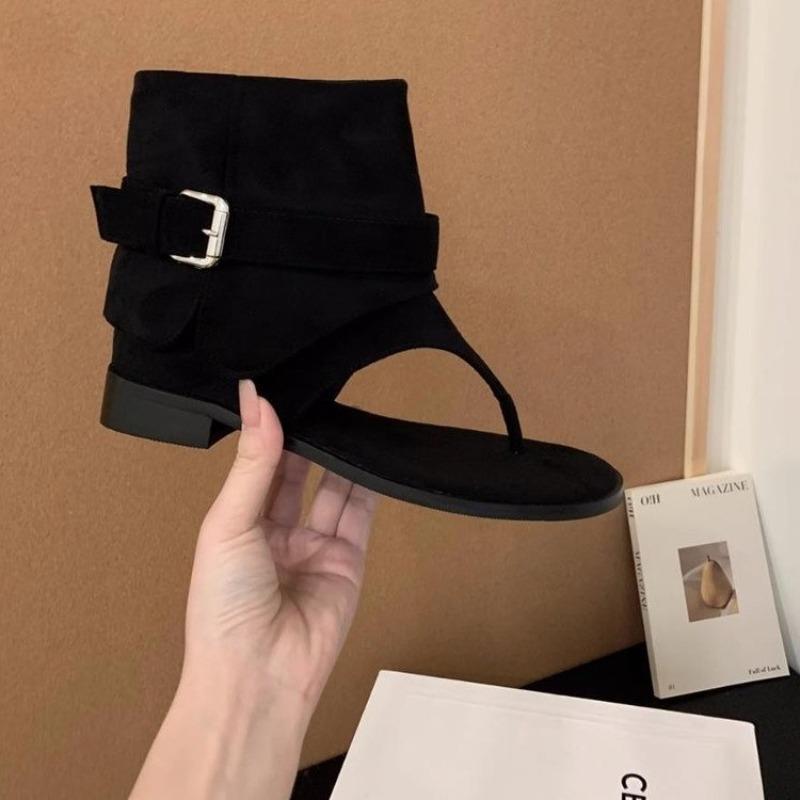 Модные французские ретро шлепанцы, Женские 2025 Лето Новые Плоские Крутые Ботинки, Свободные Брюки, Короткие Ботинки