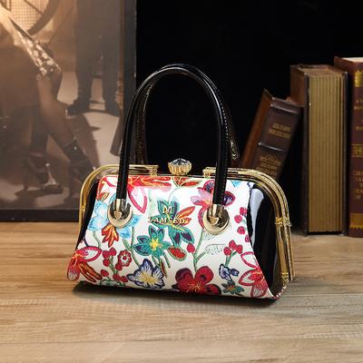 Трансграничная европейская и американская трендовая вышитая лакированная кожа Большая вместимость Сумка