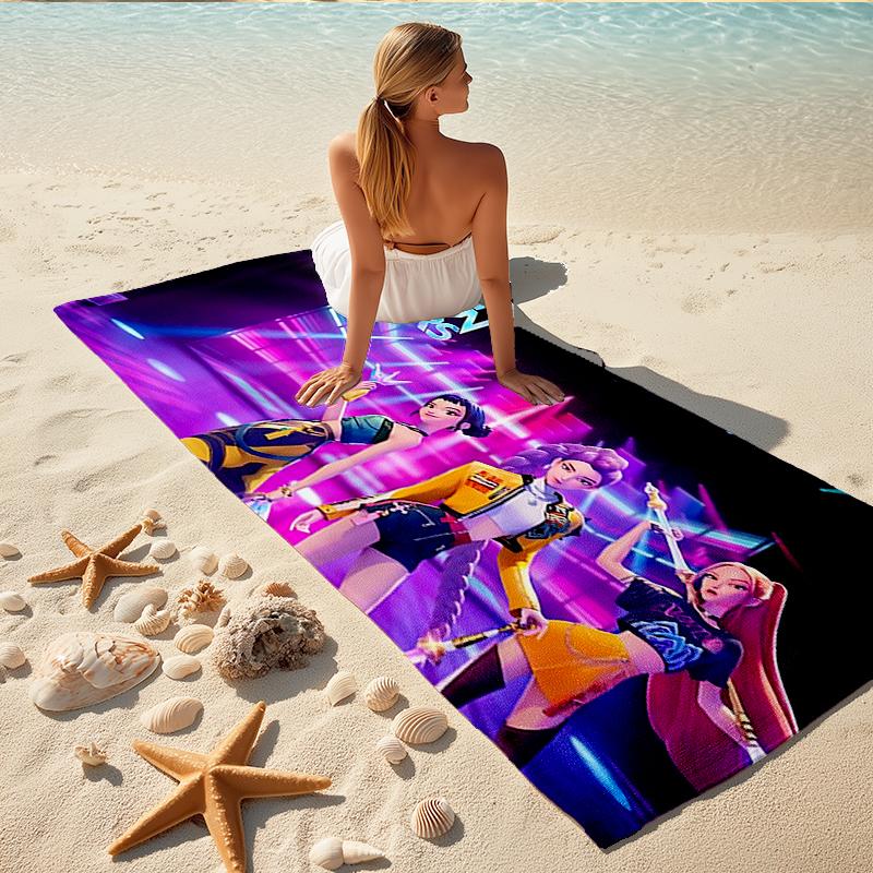 1Pc Kpop Demon Hunters Beach Towel Quick Dry Multiuse For Beach Pool Gym Yoga Home Travel Christmas Halloween Xmas Gift S1876