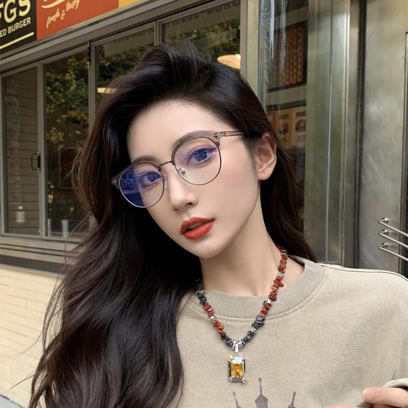 Унисекс очки в винтажном стиле без диоптрий, блокирующие синий свет, полуободковая, прочная ПК оправа, с прозрачными ПК линзами