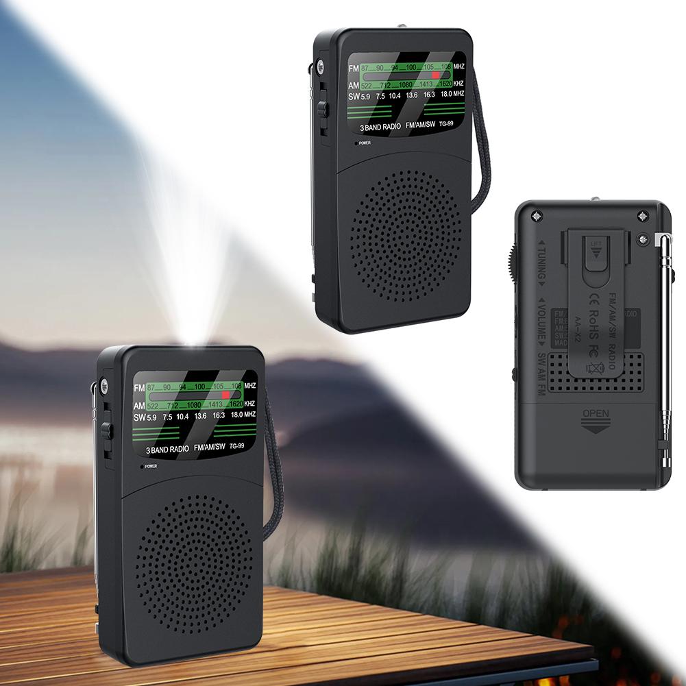 Portable AM/FM/SW Radio Battery Operated Radio with LED Flashlight Small Radio with Earphone Jack Gifts for Seniors Elderly