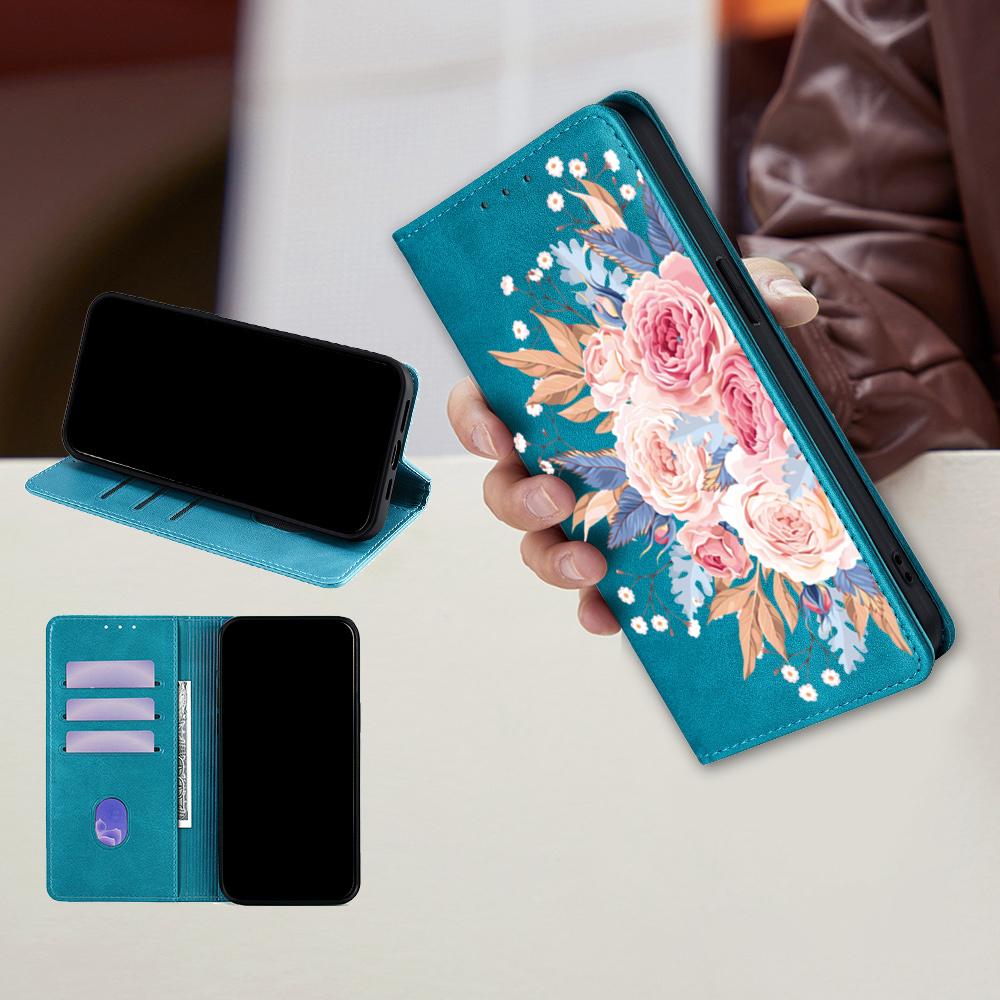 Магнитный кожаный чехол-книжка с цветочным узором для Samsung Galaxy A17 A07 A56 A36 A26 S25 Ultra S25 FE S24 S23 S22 Plus Чехол-кошелек