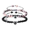 2Pcs/Set His Her Matching Bracelets Projection 100 Languages I Love You Couple Bracelets Heart Pairing Adjustable Beads Bracelets Jewelry Gift