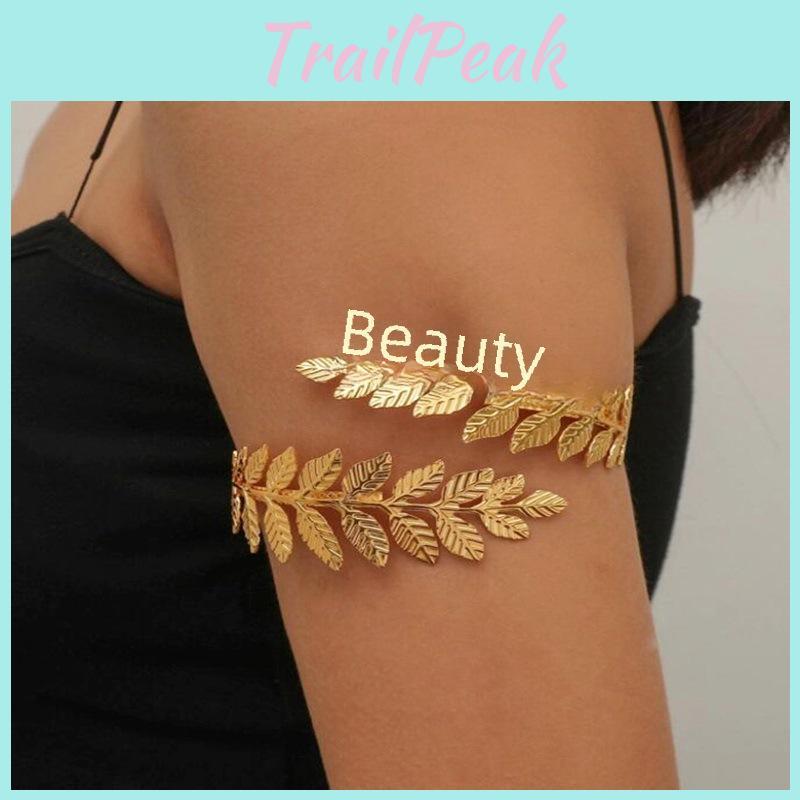 Stylish Bridal Roman Arm Leaf Bracelet Adjustable Metal Jewelry Curtain Buckle