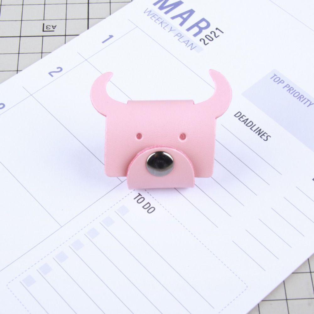 Earphone Cord Organizer Cute Animal Leather Cable Winder Anti Loss Cable Protector Clip Cartoon Bear/cattle