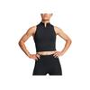 Under Armour Anywhere Run Solid Color Small Logo Half High Neck Pullover Short Sleeveless Vest Women Tops Black 1386344-001