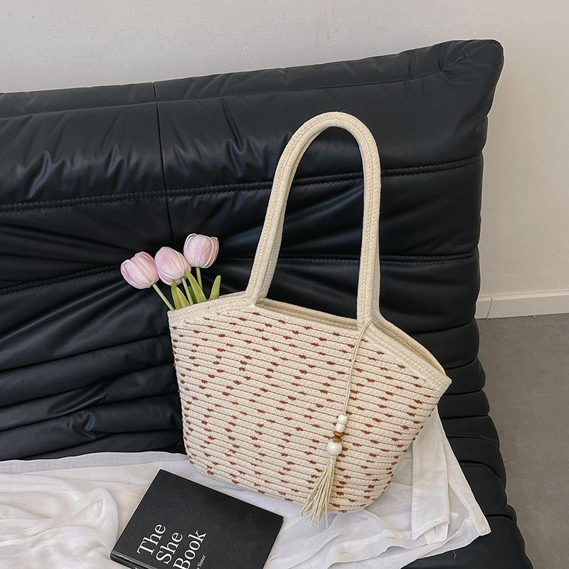 2025 лето новый темперамент литературный большая вместимость плетеная сумка многофункциональная в иностранном стиле портативная подмышечная пляжная сумка