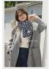 2024 Women's High-End Korean Blue Checkerboard Knit Scarf - Winter Warm Shawl