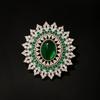 Women Men Fashion High-end Exqusiite Round Emerald Rhinestone Brooch Badges Elegant Party Banquet Crystal Accessories