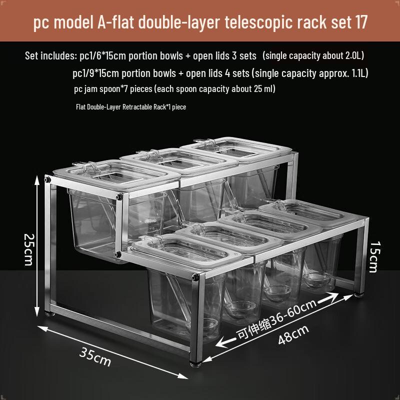 Handon Acrylic 3-Compartment Serving Tray with Slanted Telescopic Rack