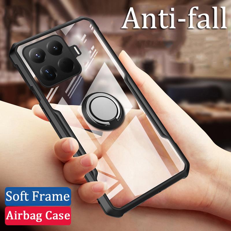For Xiaomi 15T / 15T Pro Case Hard Phone Case Clear Transparent Shockproof Car Navigation Holder Ring for Xiaomi 15T Pro Phone Casing