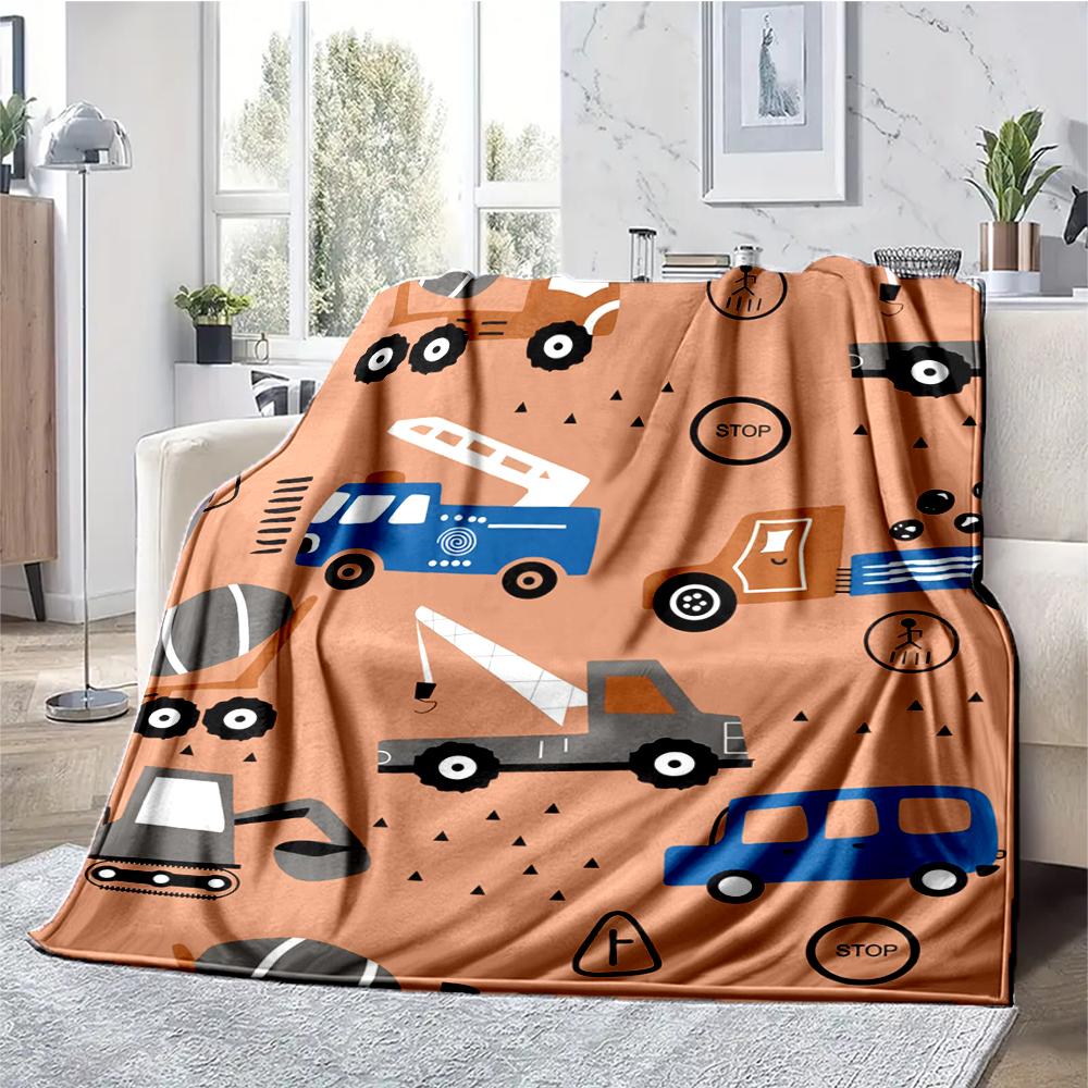 excavator Theme Printed Blanket - Perfect for Couch, Bed, Travel & Outdoor Use | Machine Washable, Cozy & Durable.