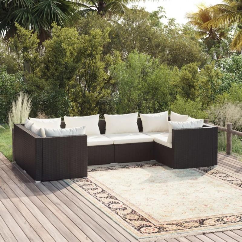 Day and Night - Day and Night 6-piece Garden Sofa Set and Black Synthetic Rattan Cushions
