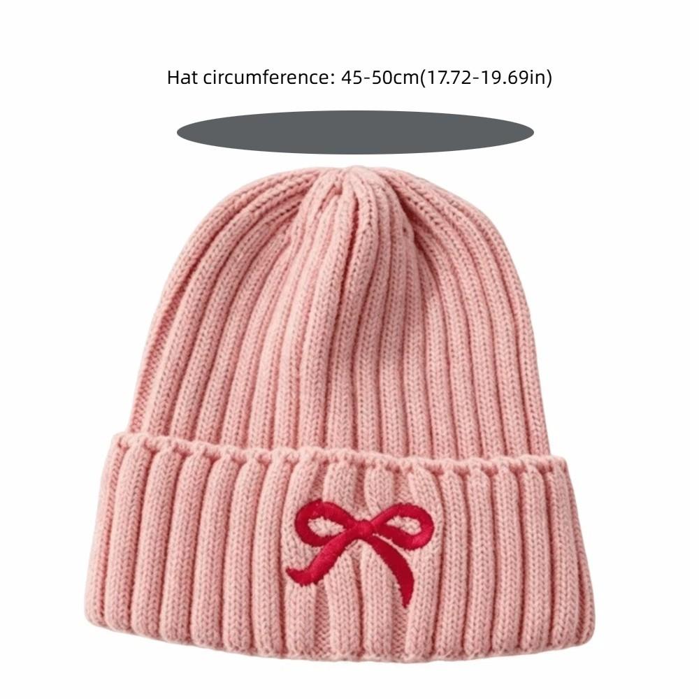 Embroidery Bow Knitted Beanie Cap Cold Proof Kids Knitted Hat cute Baby Knit Hat Girls