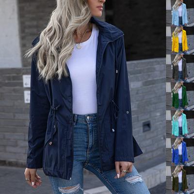 Женская водонепроницаемая куртка-дождевик с капюшоном на молнии средней длины, ветрозащитная водонепроницаемая куртка