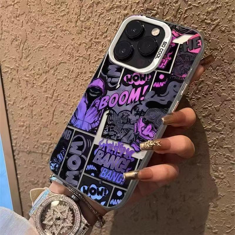 Чехол для iPhone 17 ProMax с граффити-яблоком - Яркий и совместимый с iPhone 16/15/14/13, европейский и американский стиль