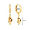 925 Silver Needle Square Pendant Hoop Earrings Vintage Gold Earrings For Women Shell Pendant Earring Fashion Jewelry Accessories