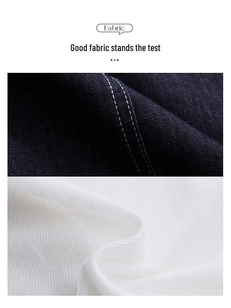 Женский летний джинсовый комплект-тройка темно-синего цвета 2025: Рубашка с коротким рукавом, юбка миди и юбка от костюма в корейском стиле