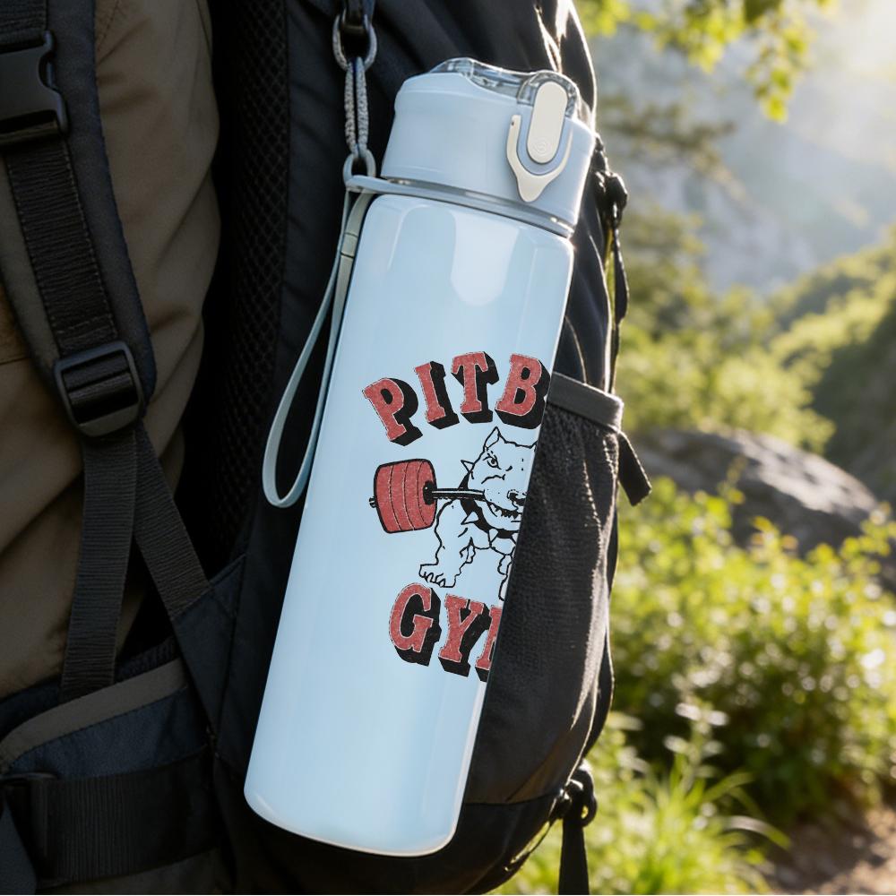 1PC Pitbull Dog Retro Text Graphic Print 750ml Portable Sports Water Bottle Leakproof Gym Outdoor Travel Drink Cup