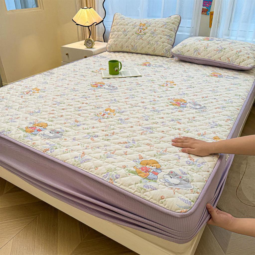 Ретро Стеганый Хлопковый Подогнанный Комплект Постельного Белья - 3 Предмета Издание 2025