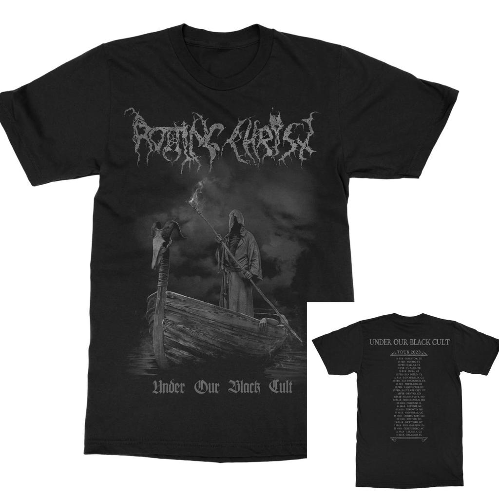Rotting Christ Под нашим Черным Культом Тур Группа Рок Музыка Художественный Стиль Летняя Повседневная Футболка Унисекс и Женская Люксовый Бренд