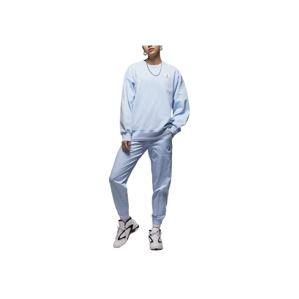 Jordan Solid Color Logo Patch Pullover Casual Loose Fleece-Lined Long Sleeve Sweatshirt Women Tops Ice-Blue DQ4600-411