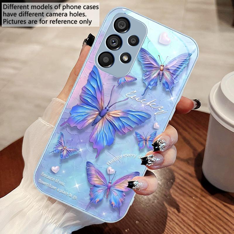 Бабочка с градиентным цветом Для Samsung Galaxy S10 4G S20 11E 30 S21 22 S24 Fe Pro S23 S25 Ultra 5G S9 Закаленное стекло Чехол для телефона
