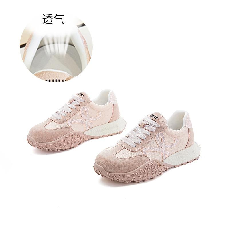 Кожаные женские осенние новые кроссовки на платформе, повседневные универсальные женские туфли на высокой подошве, папины кроссовки