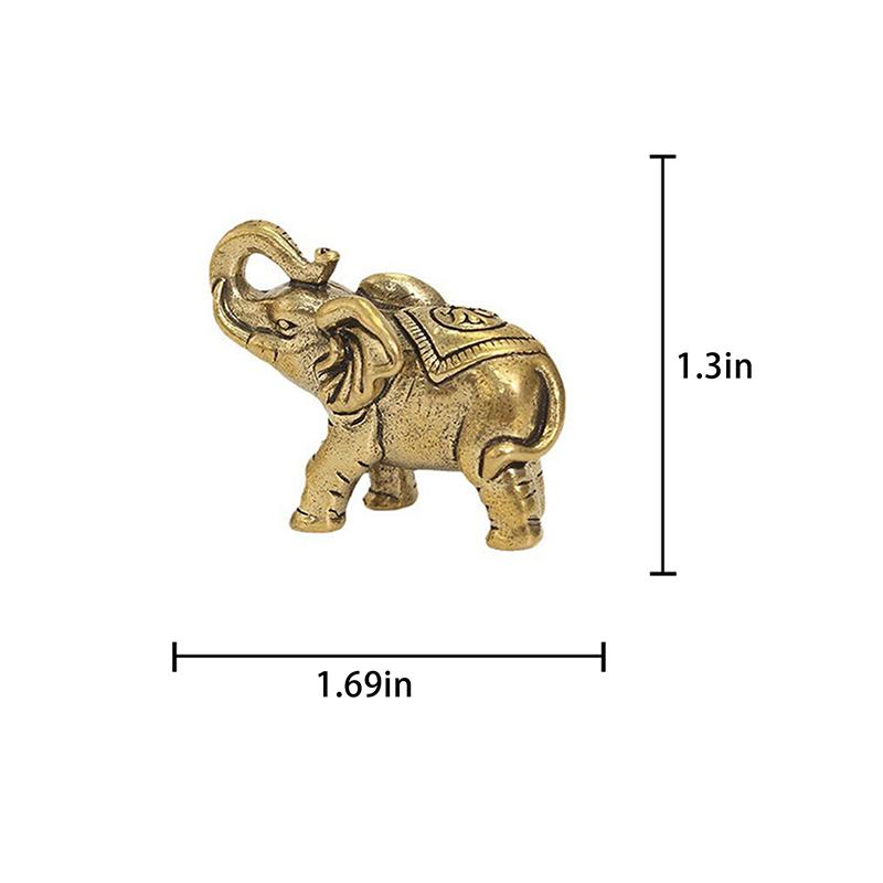 Brass Little Lucky Elephant Miniature Statue Decorative Home Brass Sculpture Desk Decoration