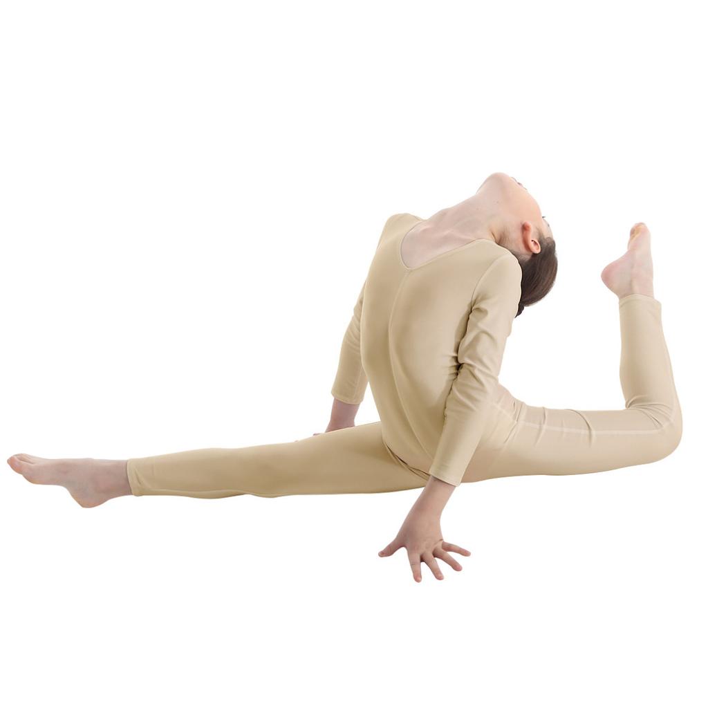 Детский комбинезон с длинными рукавами для балета и гимнастики для девочек, однотонный эластичный боди на молнии